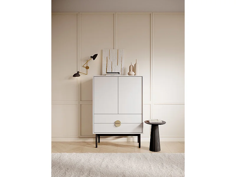 Buffet haut - 85 cm - avec deux tiroirs - blanc - STOON