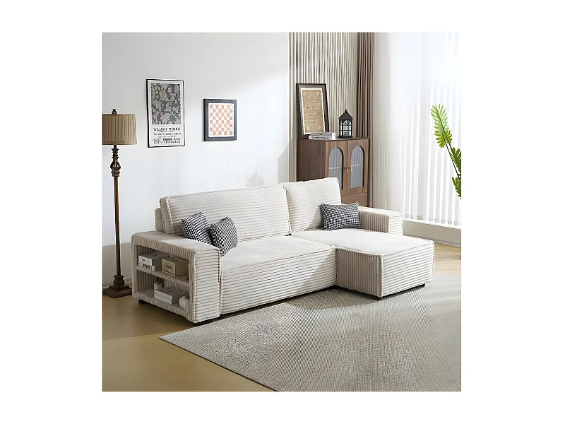 Ecksofa aus Cord "Opera" - 3-Sitzer - Beige