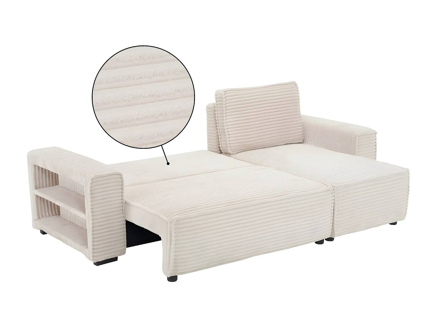 Canapé d'angle en velours côtelé  "Opera" - 3 places - Beige