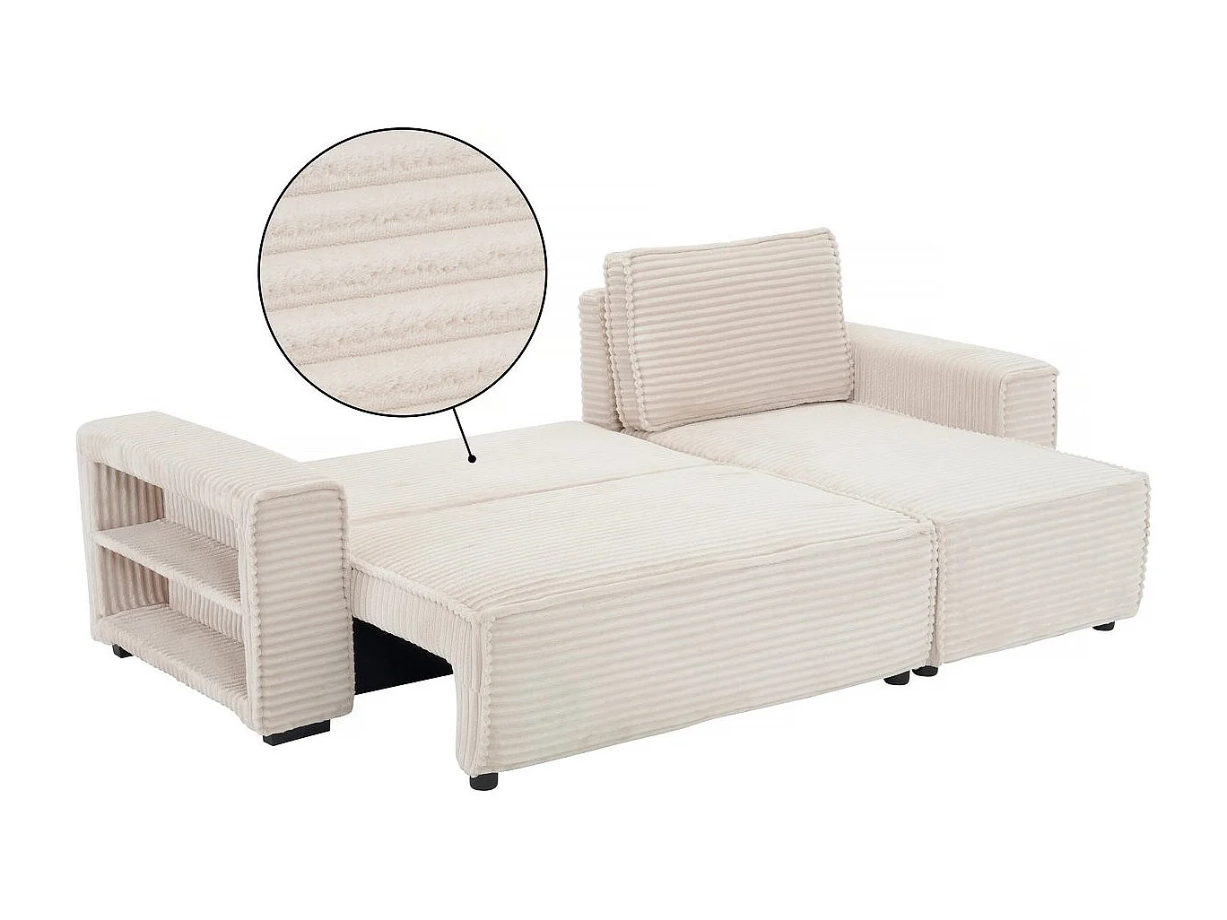 Canapé d'angle en velours côtelé  "Opera" - 3 places - Beige