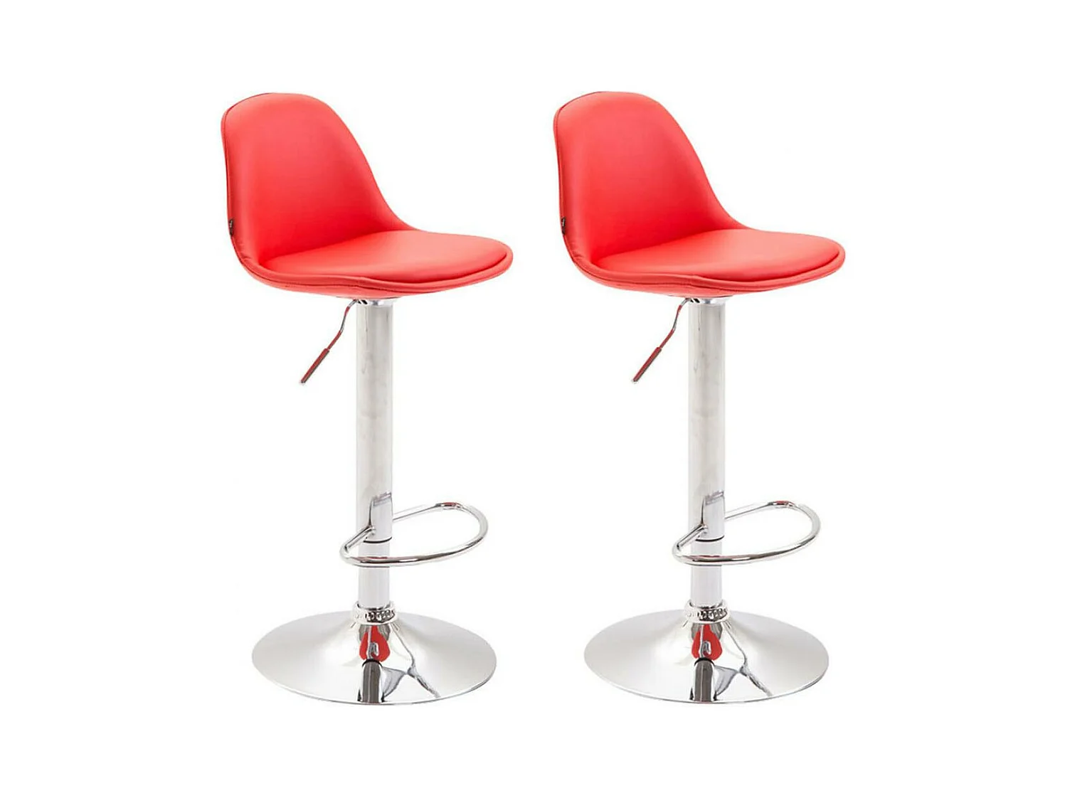 Lot de 2  Tabouret de bar - Similicuir & Métal chromé - Rouge - Kiel