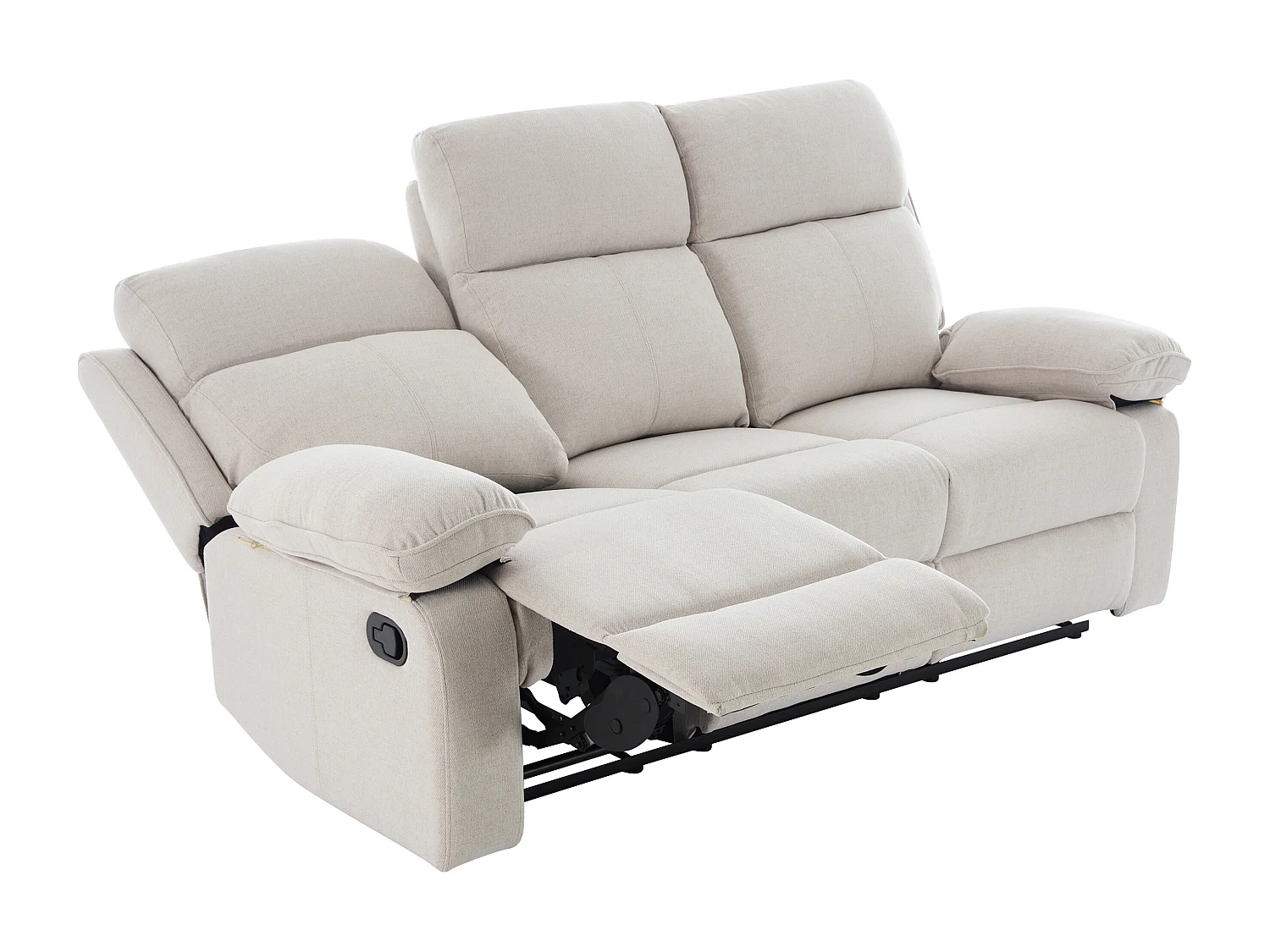 Driezits-relaxbank en relaxfauteuil van beige gechineerde stof LANA