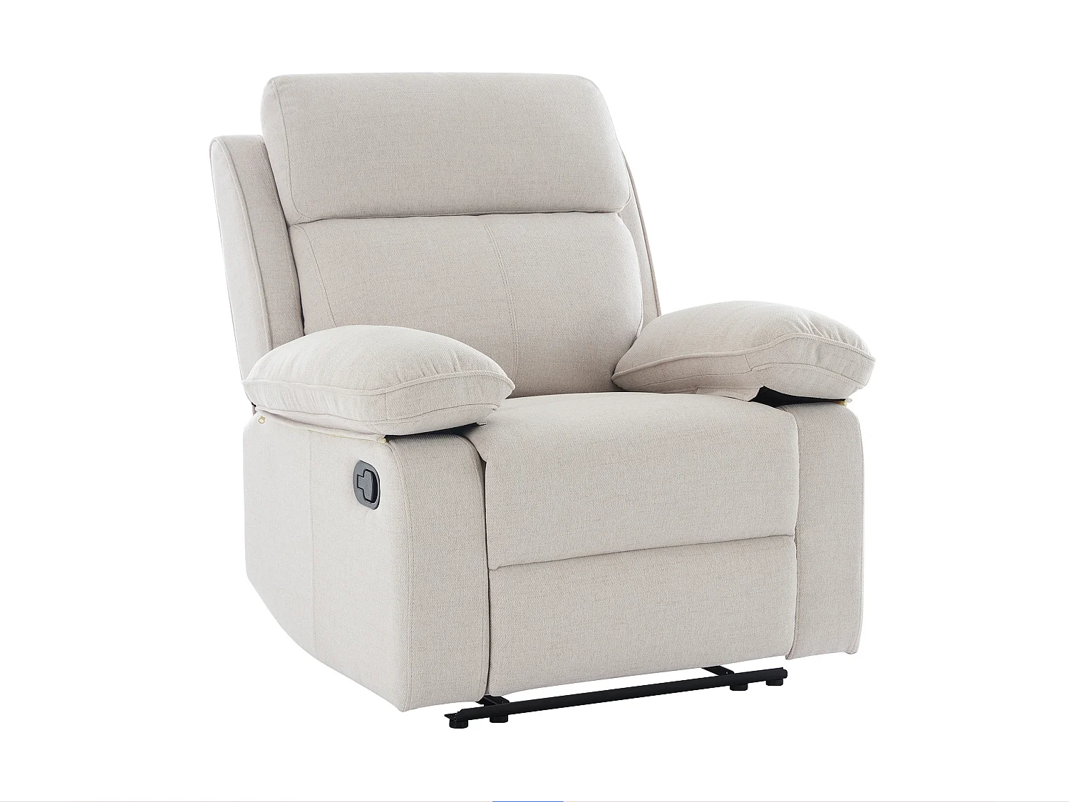 Driezits-relaxbank en relaxfauteuil van beige gechineerde stof LANA