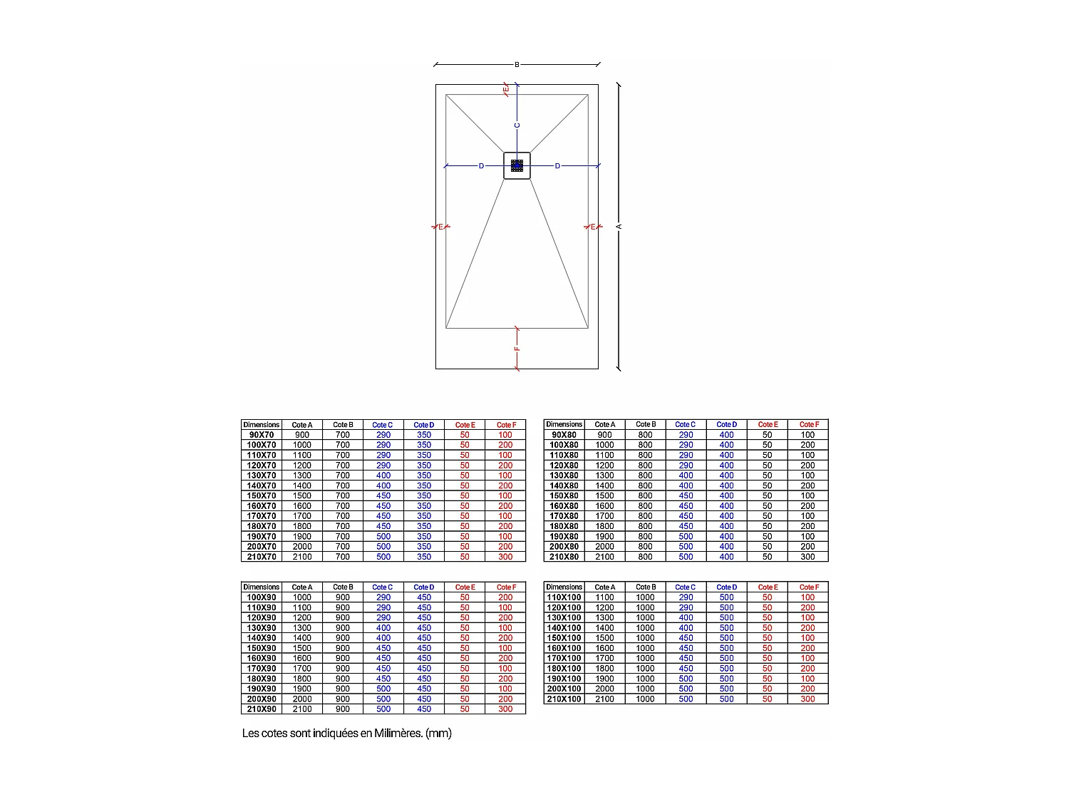 Receveur de douche I.ciment, finition Lisse Stone 3D, grille de couleur - 90 x 90 cm