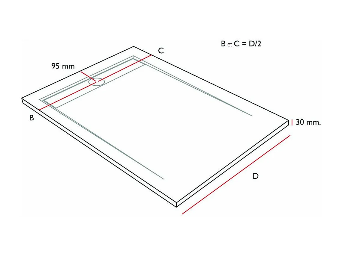 Receveur de douche Noir, finition Ardoise Stone SMART, grille de couleur - 130 x 90 cm