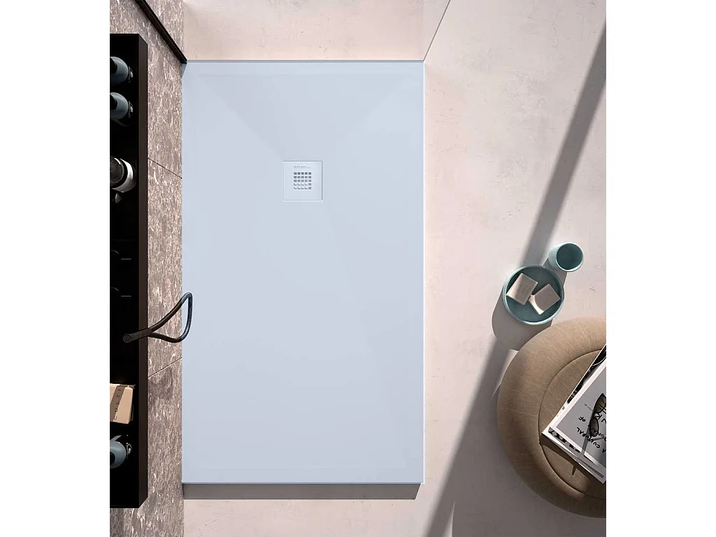 Receveur de douche gris lisse Stone Plus, grille de couleur - 100 x 80 cm