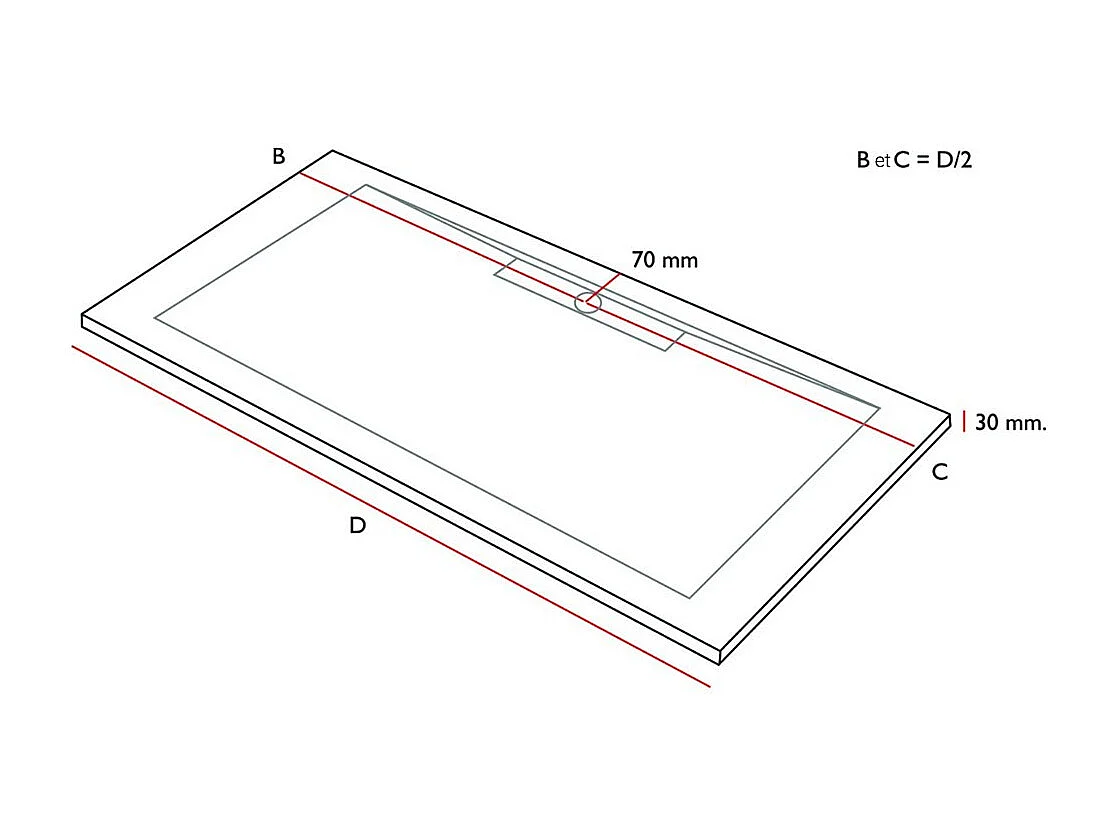Receveur de douche Blanc, finition Ardoise Stone SIDE, grille de couleur - 160 x 90 cm