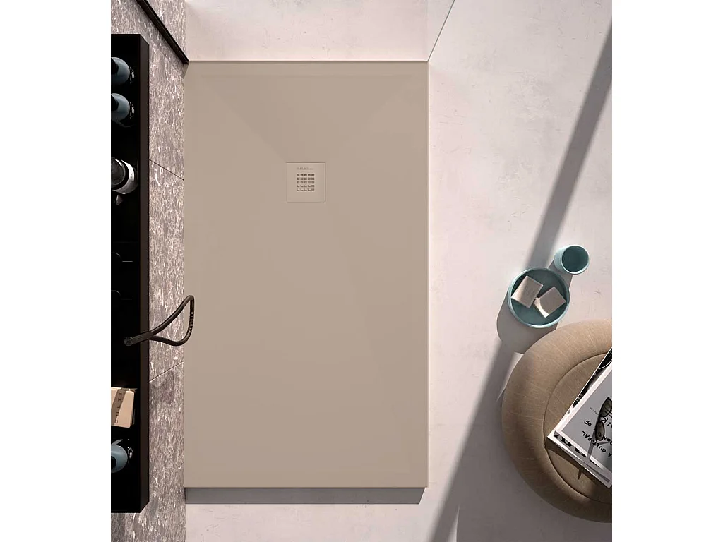 Receveur de douche sable lisse Stone Plus, grille de couleur - 140 x 70 cm