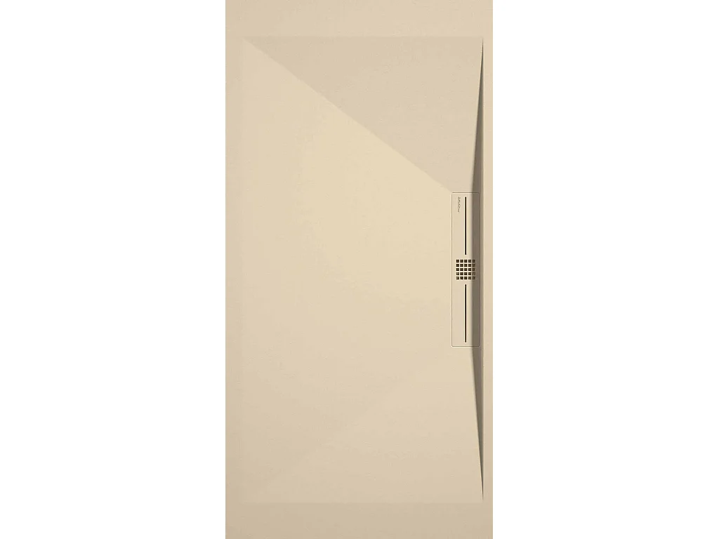 Receveur de douche Crème, finition Lisse Stone SIDE, grille de couleur - 110 x 70 cm
