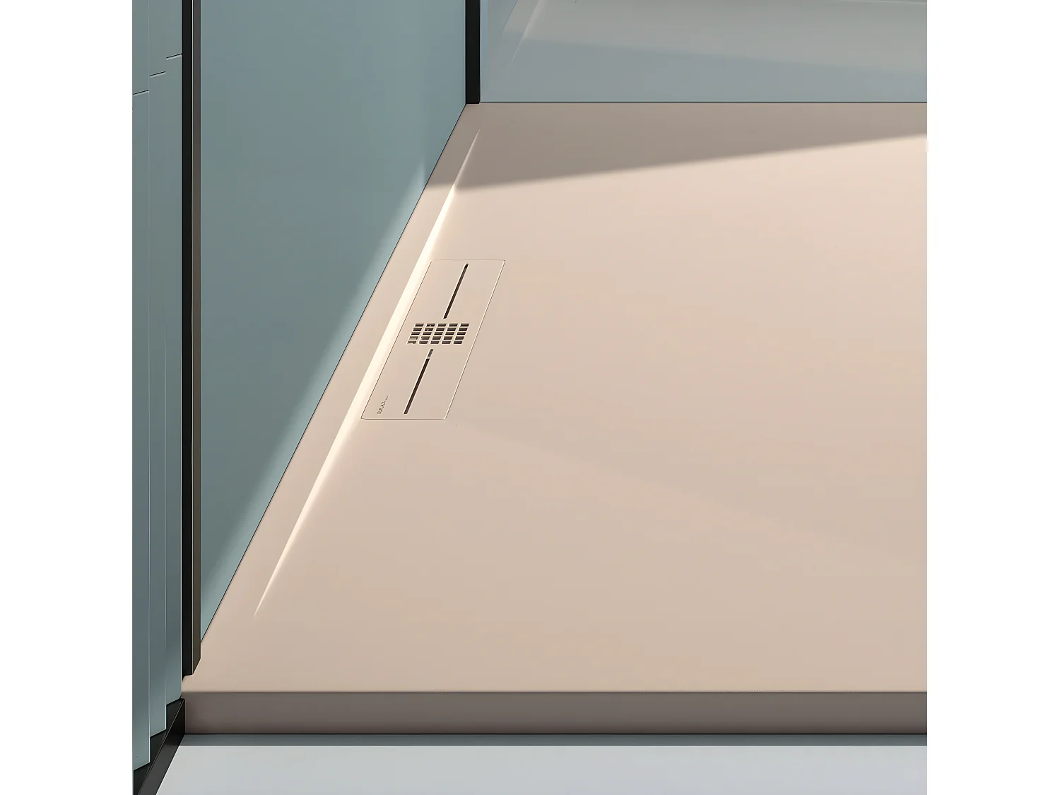 Receveur de douche Crème, finition Lisse Stone SIDE, grille de couleur - 80 x 80 cm