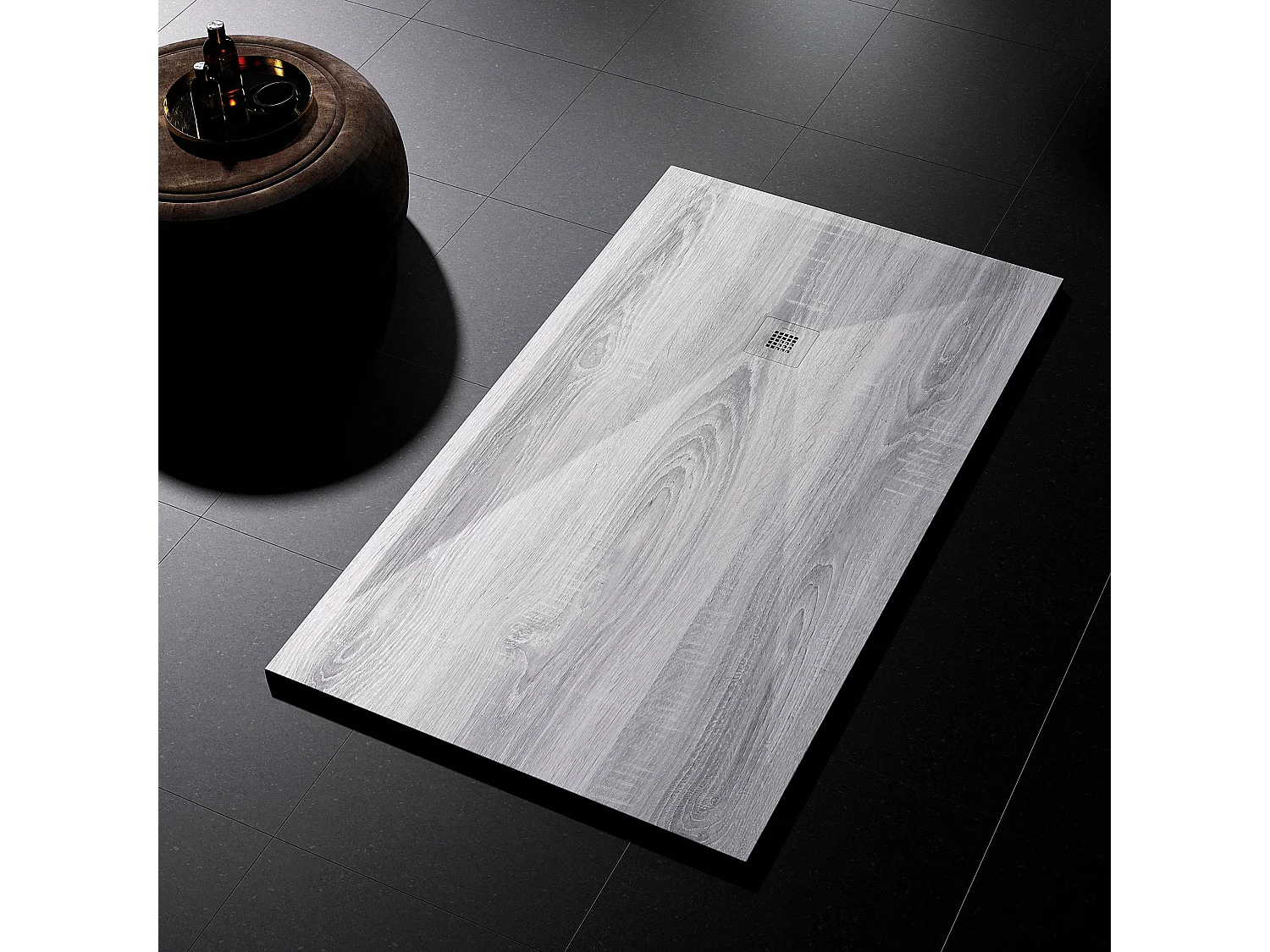 Receveur de douche Vintage, finition Lisse Stone 3D, grille de couleur - 120 x 90 cm