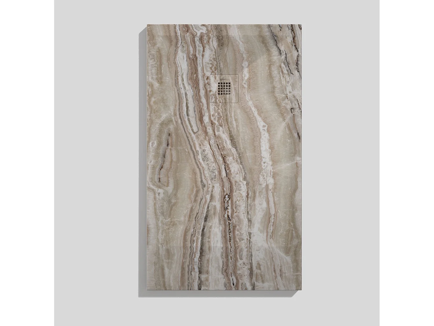 Receveur de douche Travertin brun , finition Lisse Stone 3D, grille de couleur - 80 x 80 cm