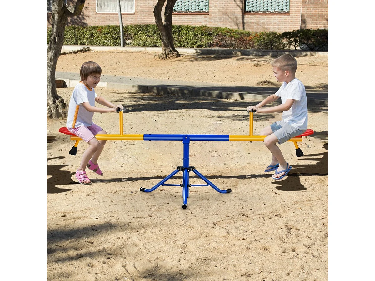 Balançoire à Bascule Tapecul pour Enfant Pivotante à 360° avec Pieds d'Arrêt Jouet d'Extérieur pour enfants 3 - 8 ans