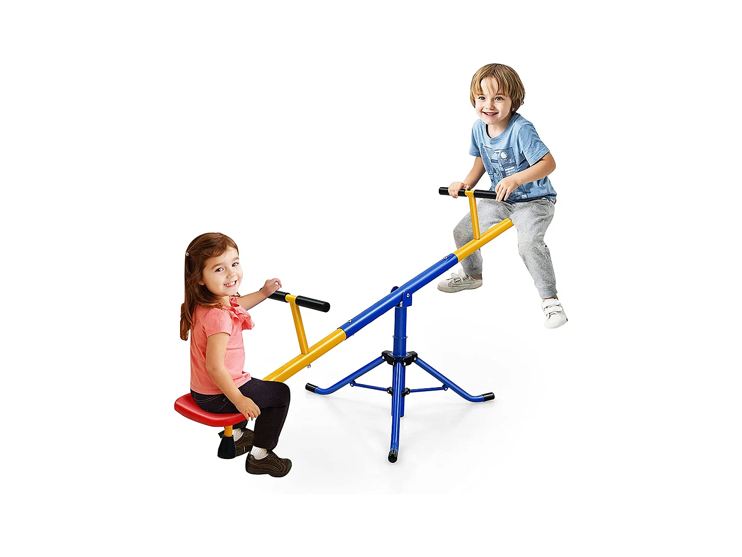 Balançoire à Bascule Tapecul pour Enfant Pivotante à 360° avec Pieds d'Arrêt Jouet d'Extérieur pour enfants 3 - 8 ans