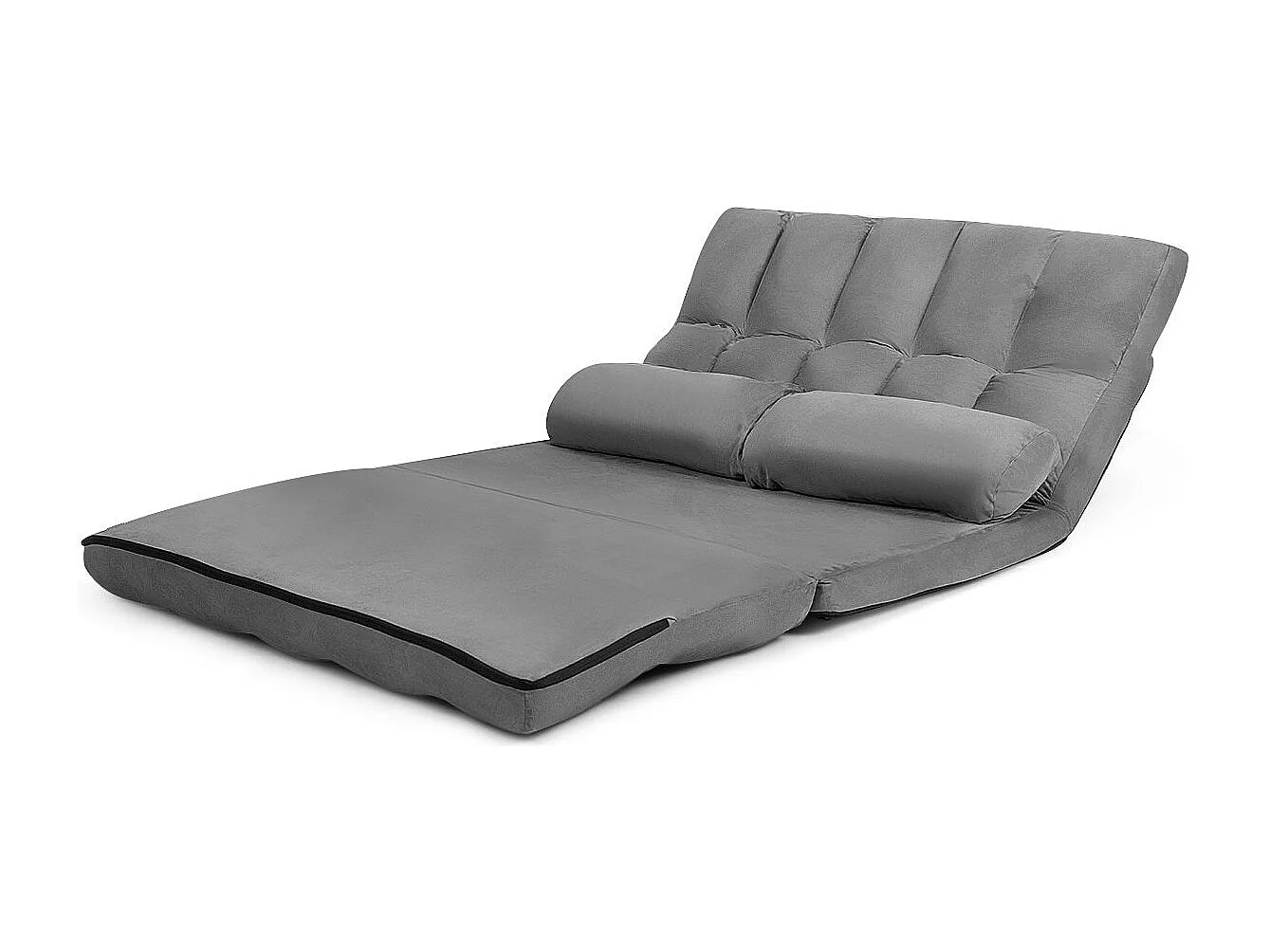 Canapé Convertible 2 Place 113 x 180 cm, Dossier Réglable à 6 Positions, Housse Détachable, Gris