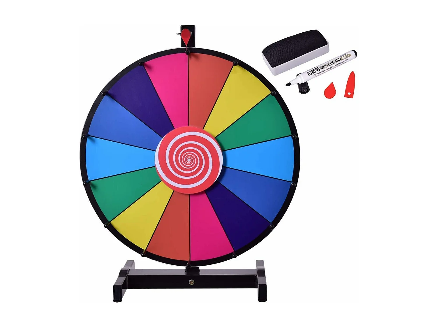 Roue de la fortune 18 pouces avec trépied 14 slot roue de loterie avec stylo effaçable