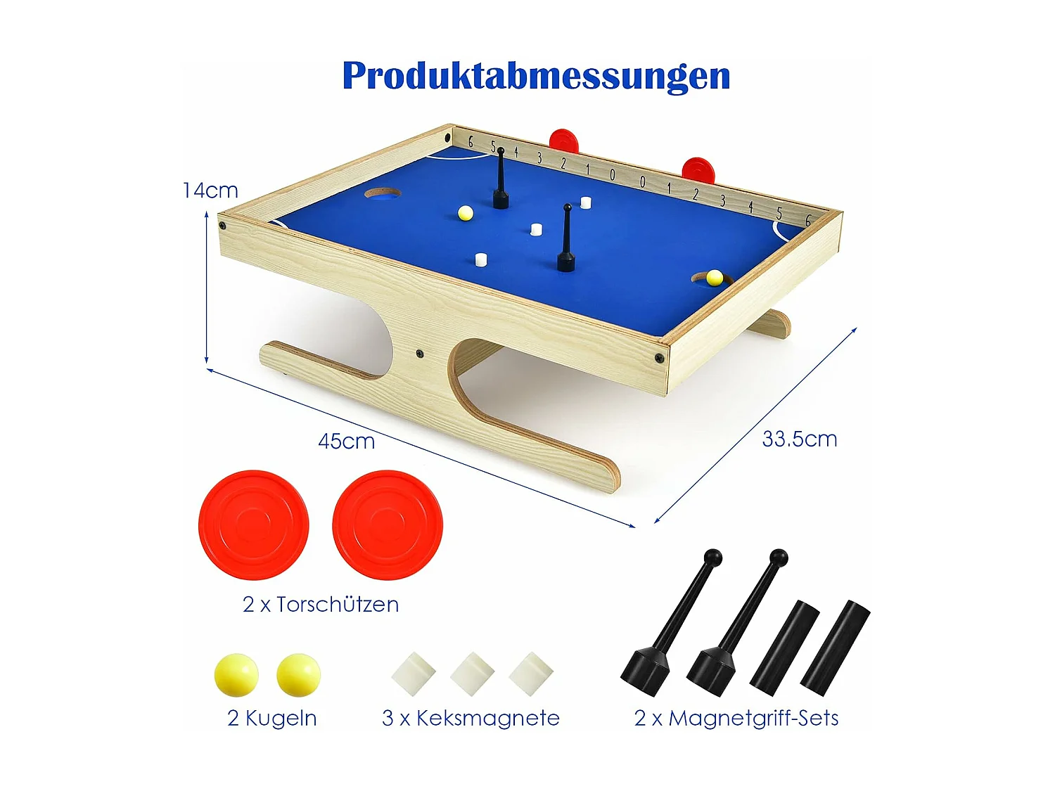 Klask, jeu de société magnétique pour 2 joueurs, mini baby-foot avec 2 boules, 45 x 33,5 x 14 cm