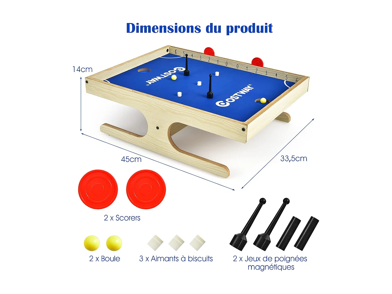 Klask, jeu de société magnétique pour 2 joueurs, mini baby-foot avec 2 boules, 45 x 33,5 x 14 cm