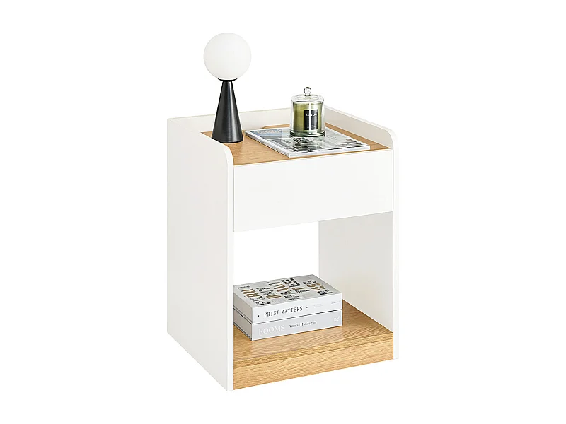 SoBuy FBT128-WN Table de Chevet, Table de Nuit, Table d'Appoint, Bout de Canapé avec 1 Tiroir pour Salon, Chambre