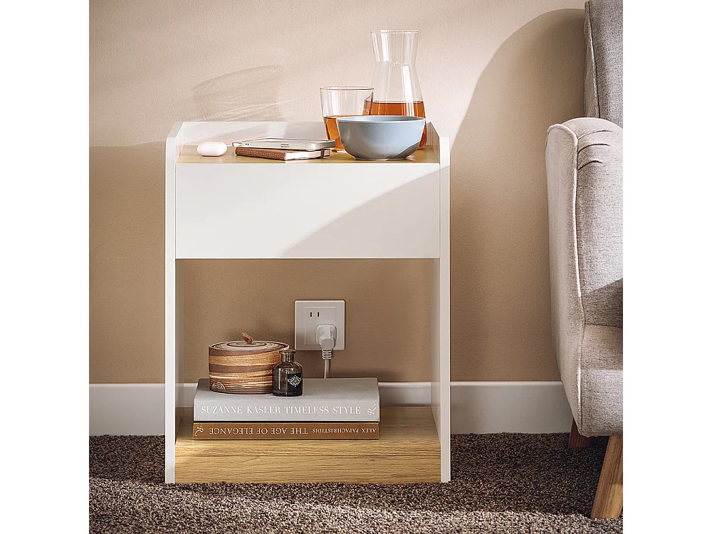 SoBuy FBT128-WN Table de Chevet, Table de Nuit, Table d'Appoint, Bout de Canapé avec 1 Tiroir pour Salon, Chambre