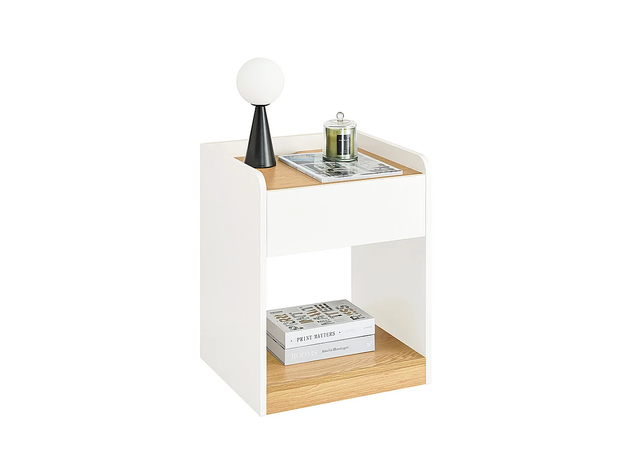 SoBuy FBT128-WN Table de Chevet, Table de Nuit, Table d'Appoint, Bout de Canapé avec 1 Tiroir pour Salon, Chambre