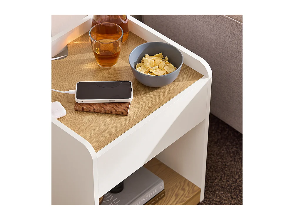 SoBuy Nachtkastje, Nachtkastje, Bijzettafel, Bijzettafel met 1 Lade voor Woonkamer, Slaapkamer, Geschikt voor Elk Bed en Kamer, L45 x D40 x H55 cm, FBT128-WN