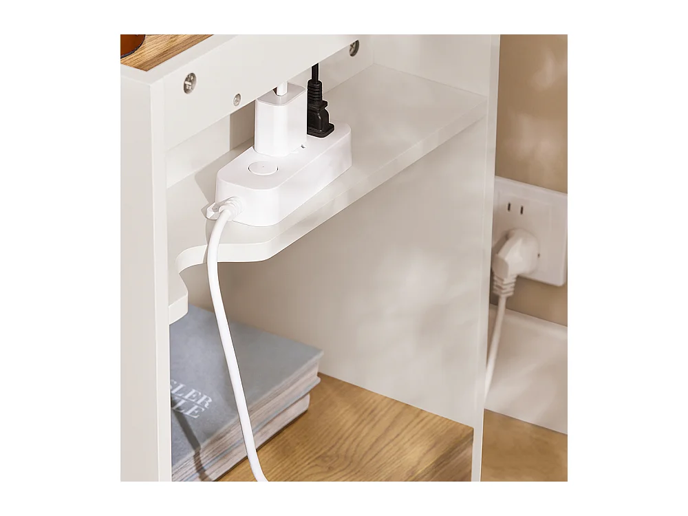 SoBuy Nachtkastje, Nachtkastje, Bijzettafel, Bijzettafel met 1 Lade voor Woonkamer, Slaapkamer, Geschikt voor Elk Bed en Kamer, L45 x D40 x H55 cm, FBT128-WN