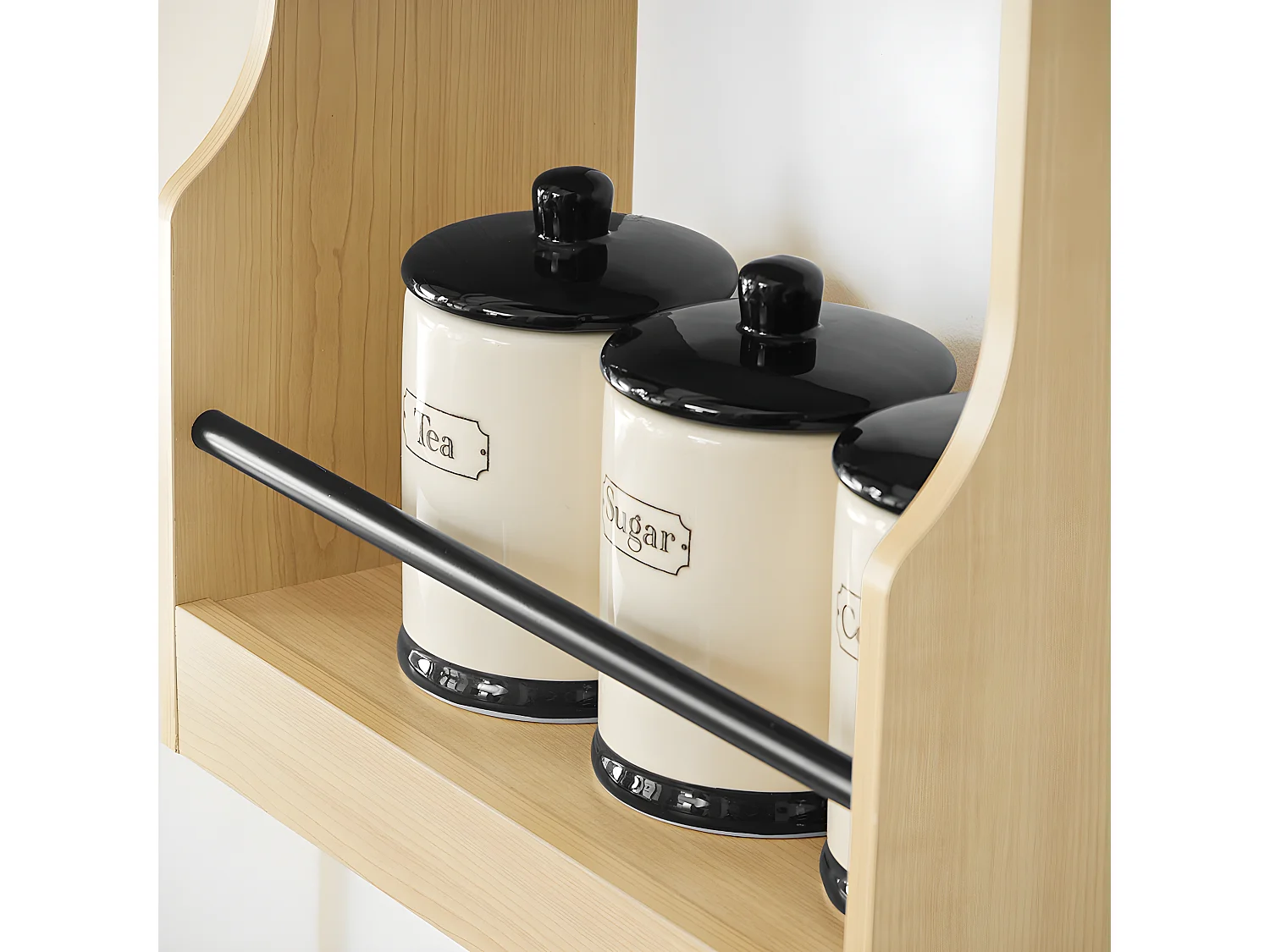 SoBuy Étagère à Suspendre Murale Étagère à Épices Rangement Cuisine Étagère de Salle de Bain avec 4 Étagères et 3 Crochets 38x17x75 cm, KCR12-N