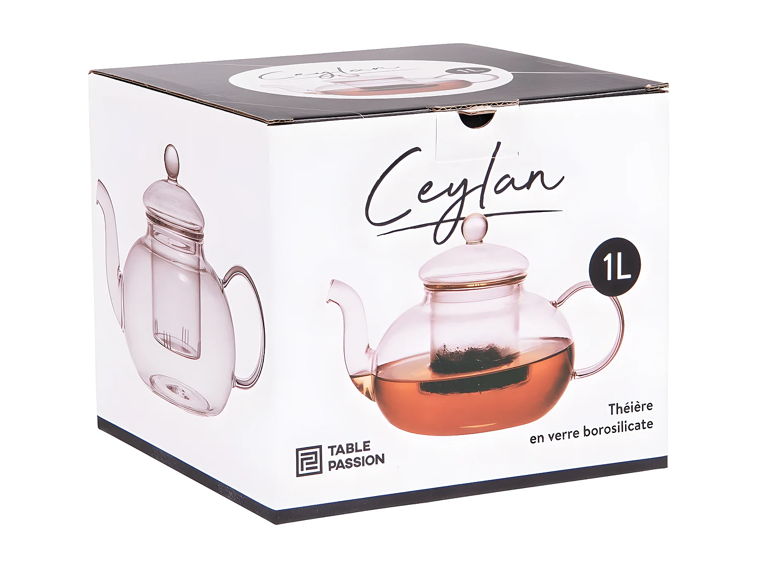 Théière 1 l Ceylan en verre borosilicate