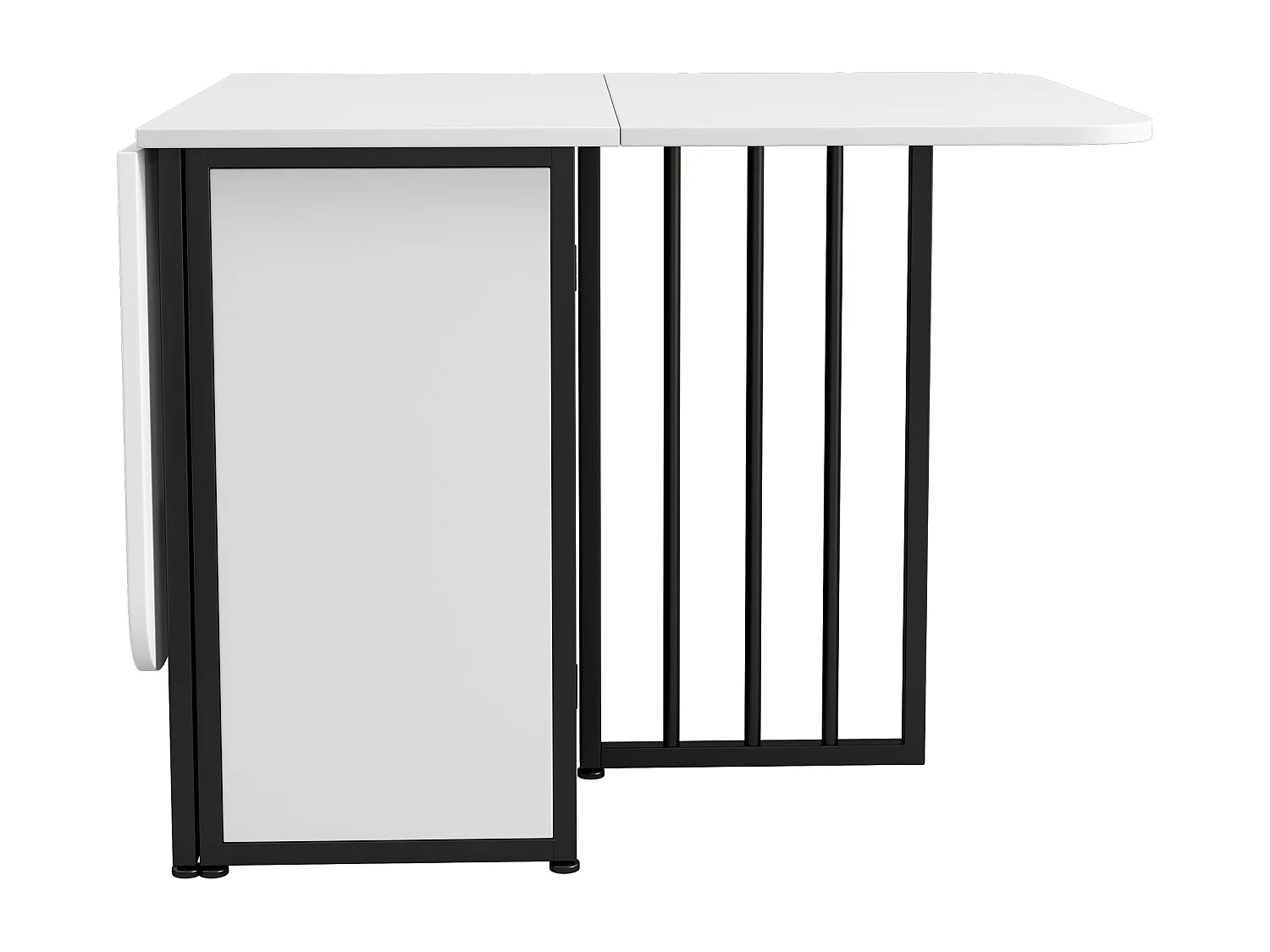 Veelzijdige intrekbare opklapbare eettafel met opbergplanken - spaanplaat - wit en zwart