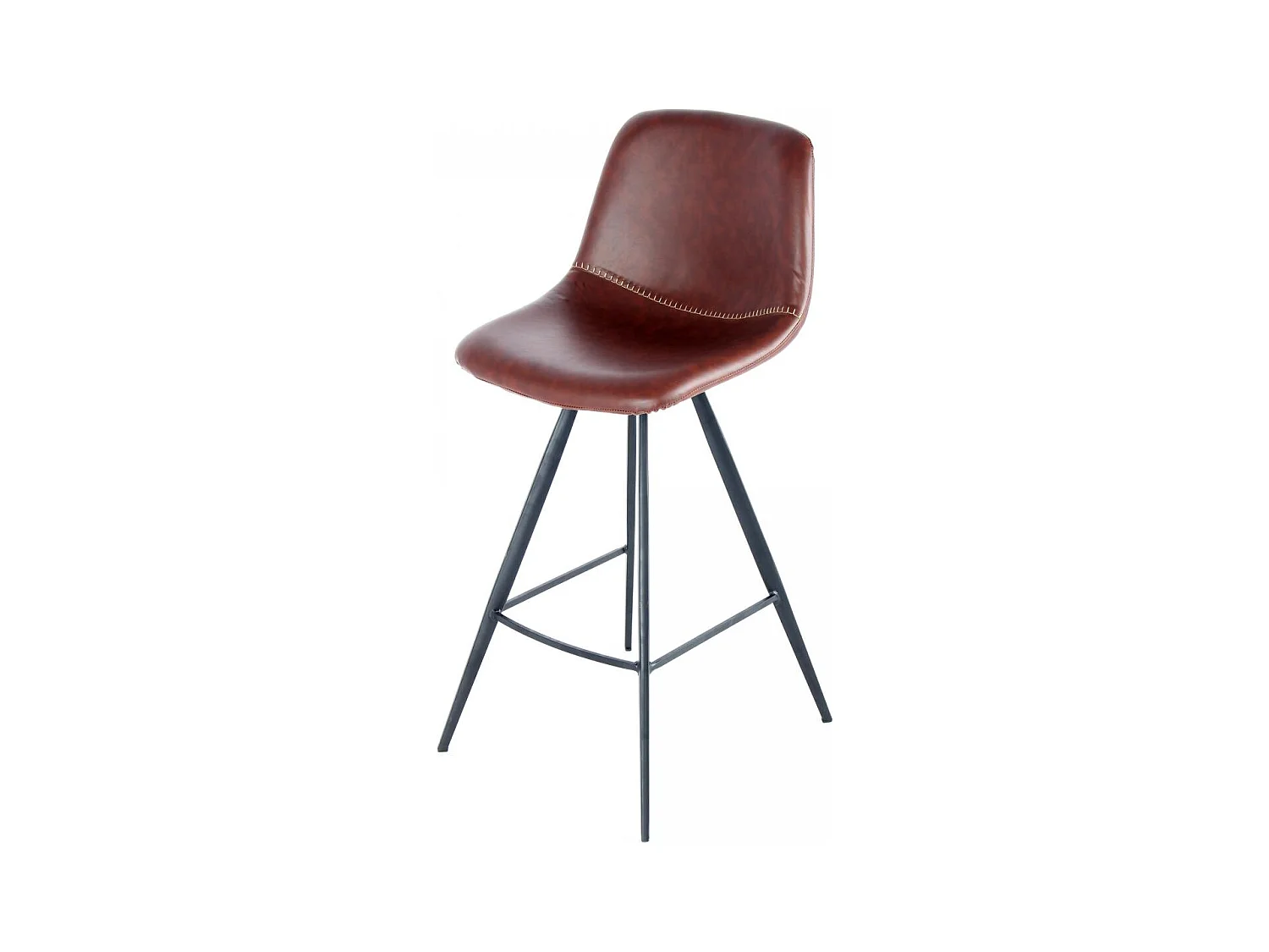 Tabouret de bar semi artisanal LOT DE 2 IBI 57x48 brun foncé et noir