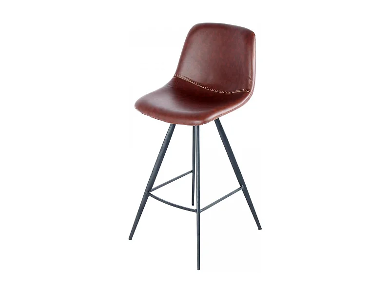 Tabouret de bar semi artisanal LOT DE 2 IBI 57x48 brun foncé et noir