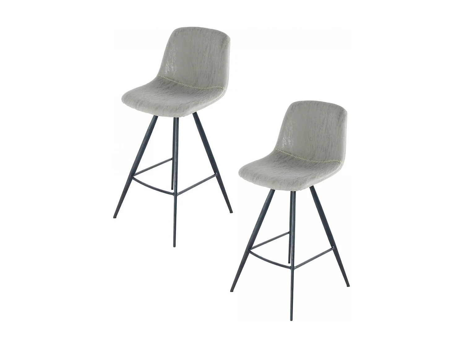 Tabouret de bar semi artisanal LOT DE 2 IBI 57x48 taupe et noir