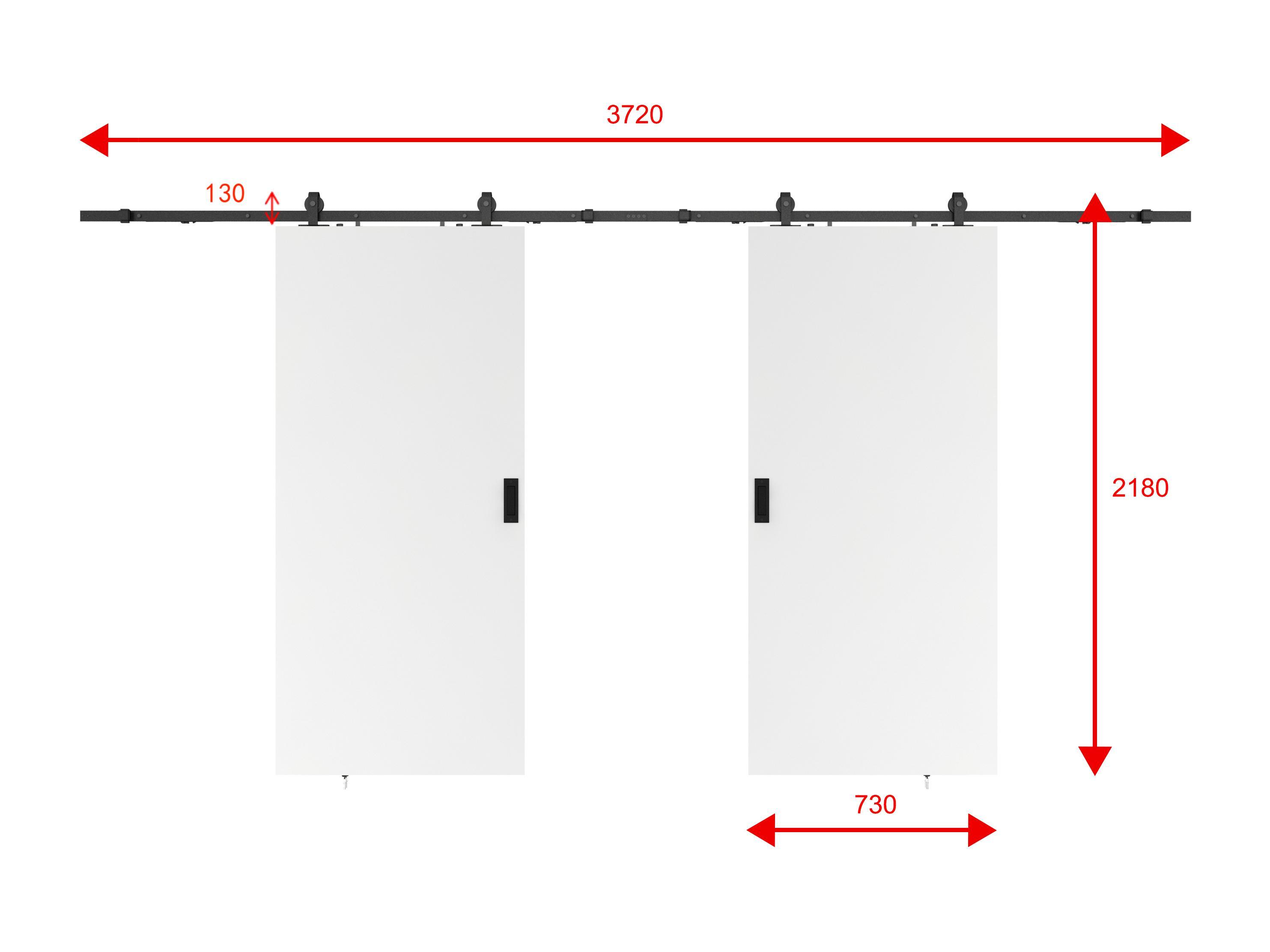 Dubbele Schuifdeur Met Wandbevestiging 2 X H205 X L73 Cm MDF PVC Wit VARIN II