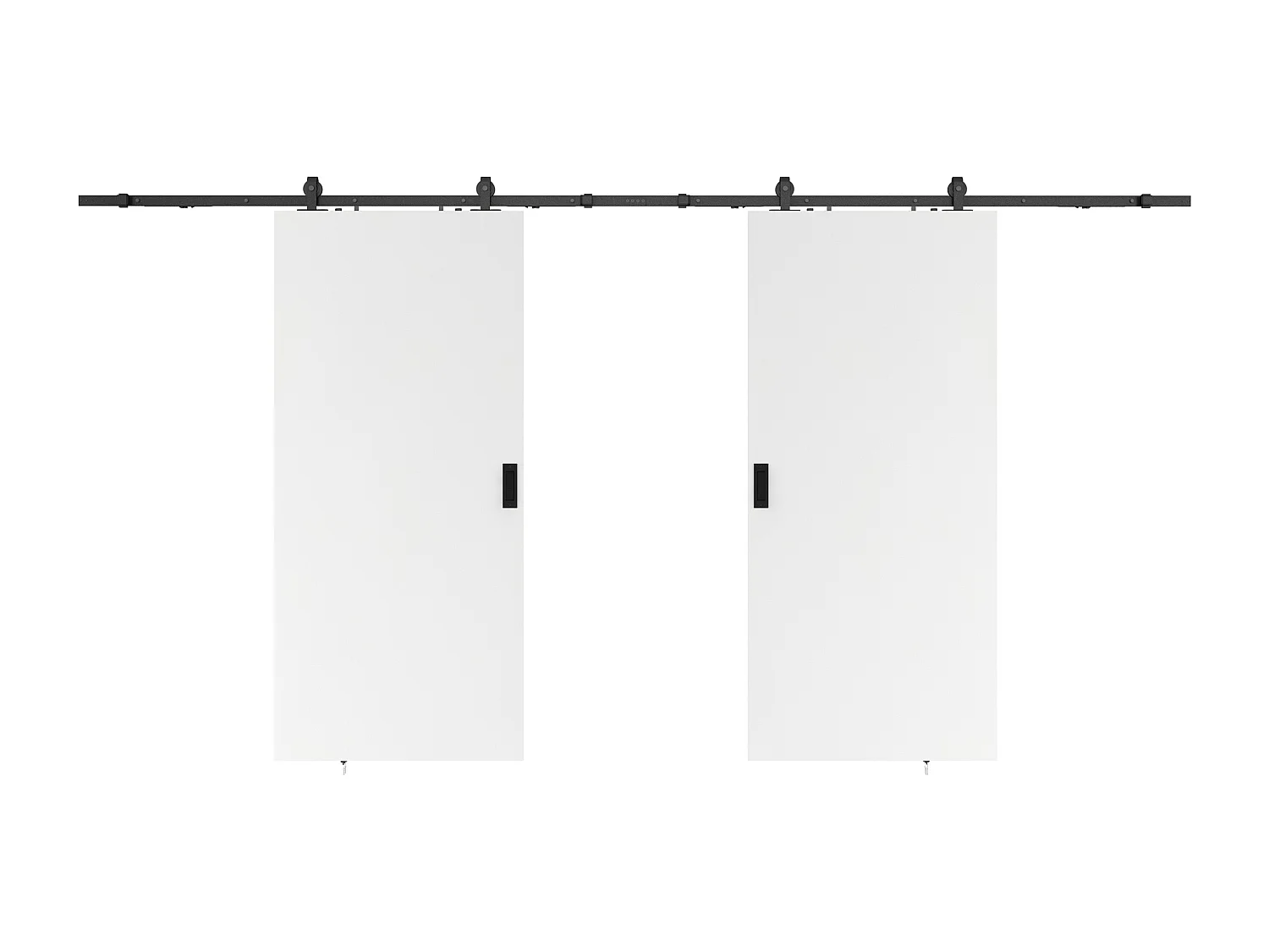 Doppel-Schiebetür mit Laufschiene - 2 x 205 x 93 cm - MDF + Kunststoff (PVC) - Weiß - VARIN II