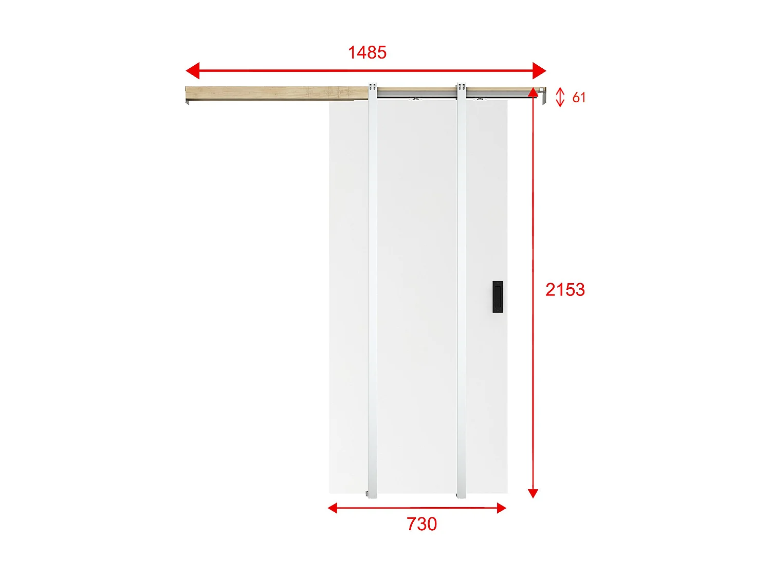 Schuifdeur met klamplaagsysteem - H205 x L73 cm - Mdf + Pvc - Wit - VARIN II