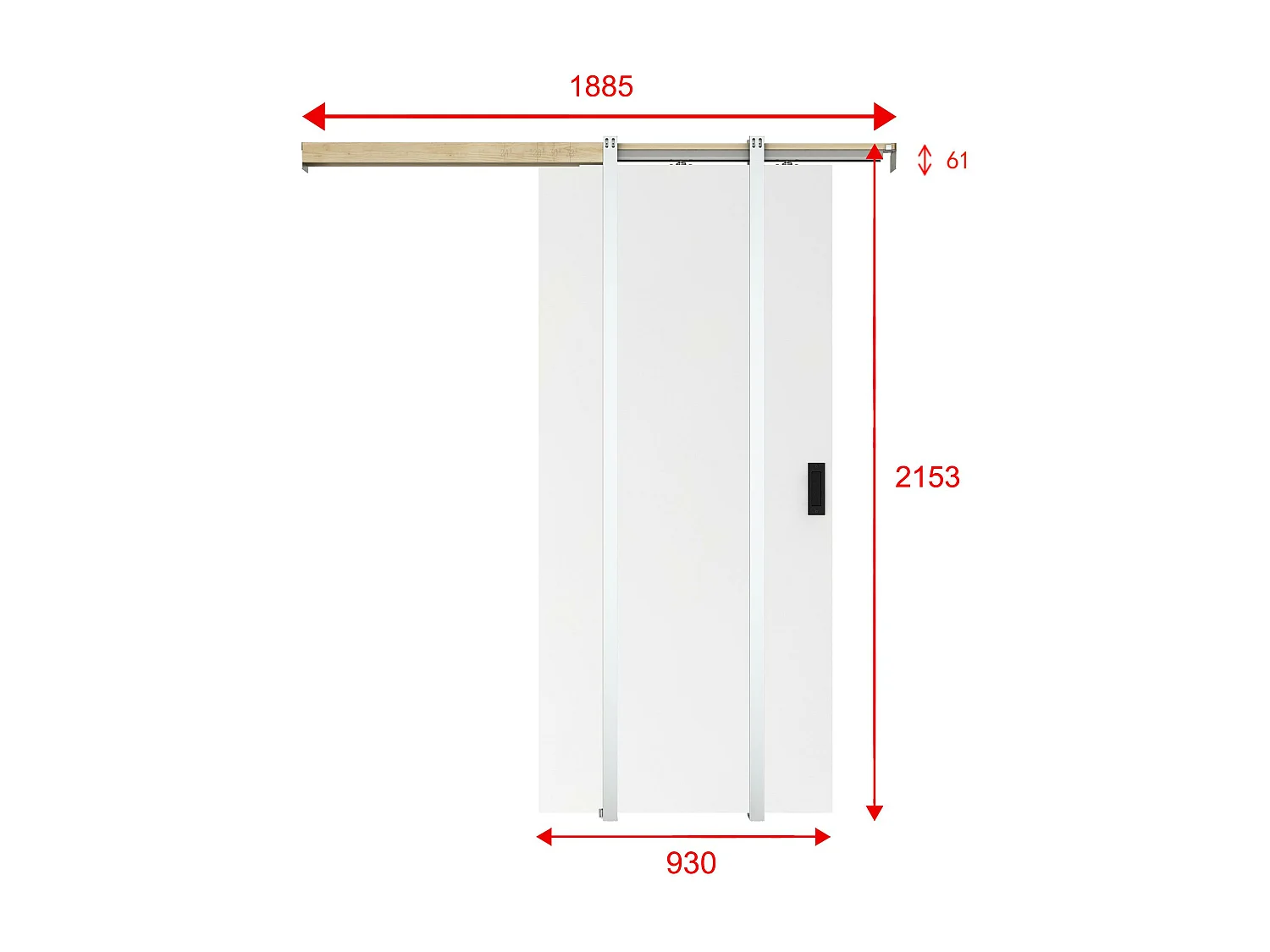 Porta de correr com sistema de tabique A205xC93 cm MDF + PVC branco - VARIN II