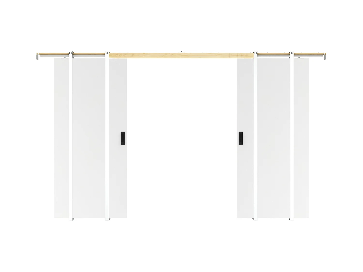 Doppel-Schiebetür mit Galandage-System - 2 x 205 x 93 cm - MDF + Kunststoff (PVC) - Weiß - VARIN II