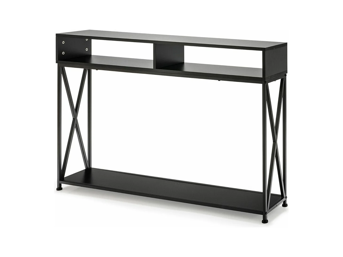 Table console de style industriel 120 x 23 x 79 cm,  Structure en Acier Meuble d'Entrée Anti-Basculement, Noir