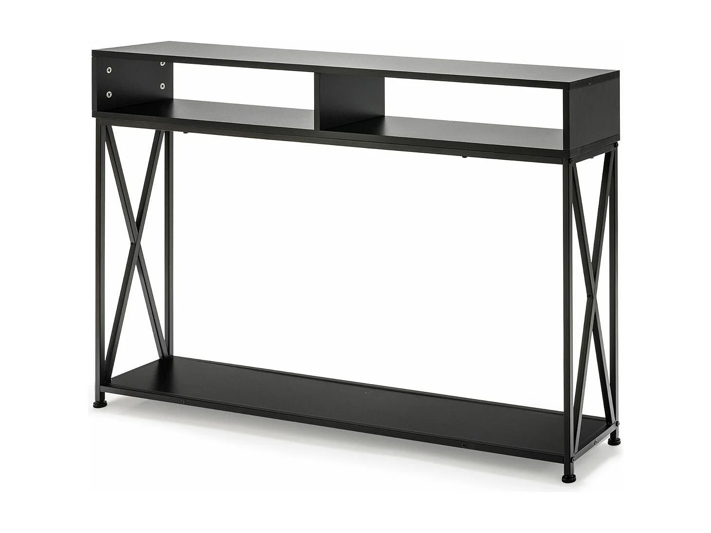 Table console de style industriel 120 x 23 x 79 cm,  Structure en Acier Meuble d'Entrée Anti-Basculement, Noir