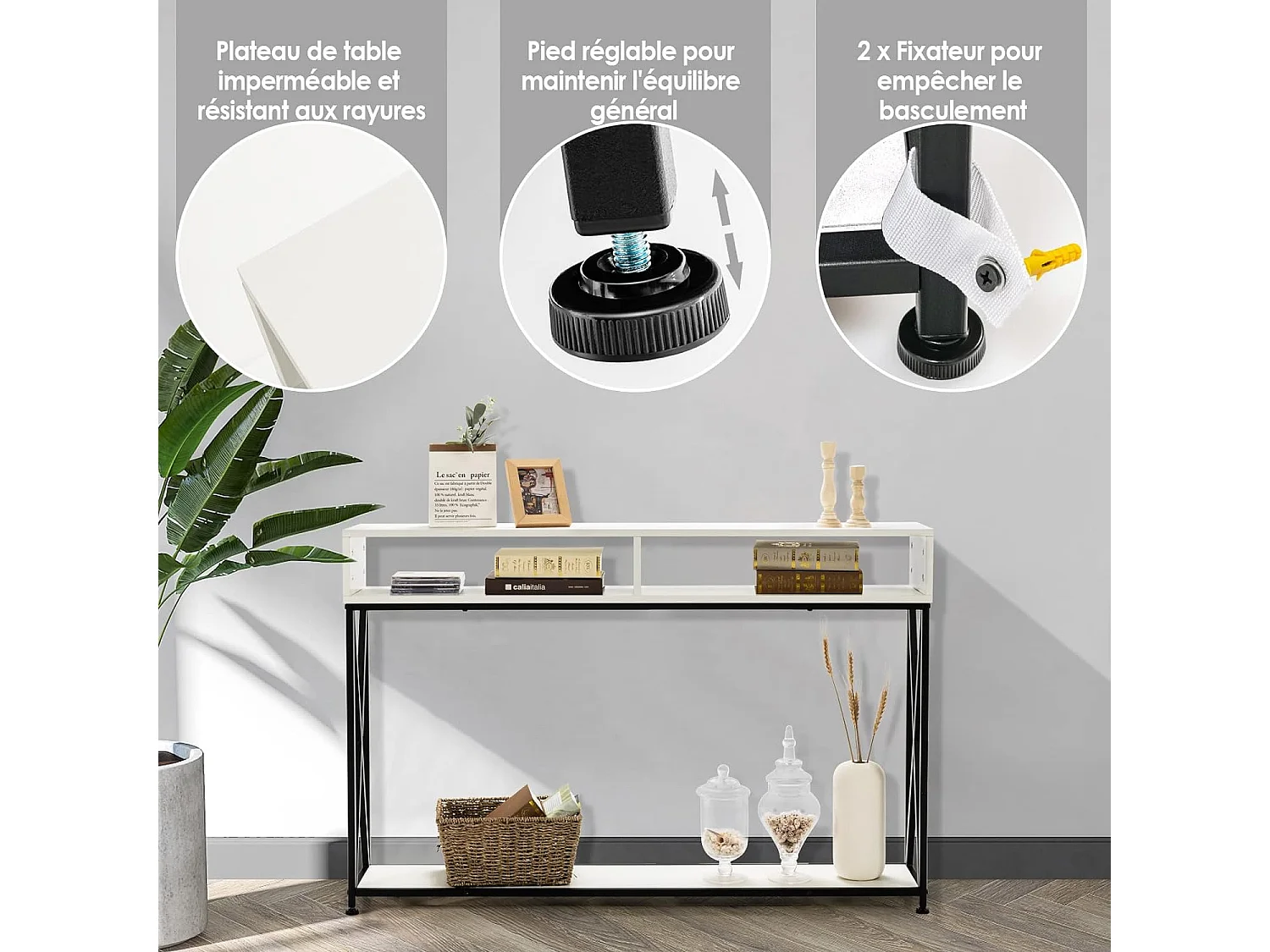 Table console de style industriel 120 x 23 x 79 cm