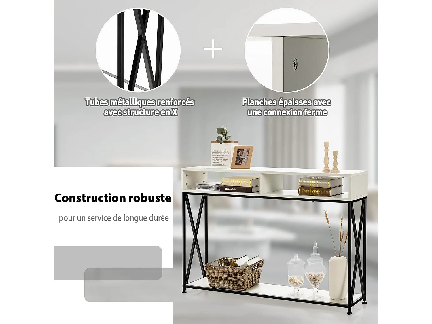 Table console de style industriel 120 x 23 x 79 cm