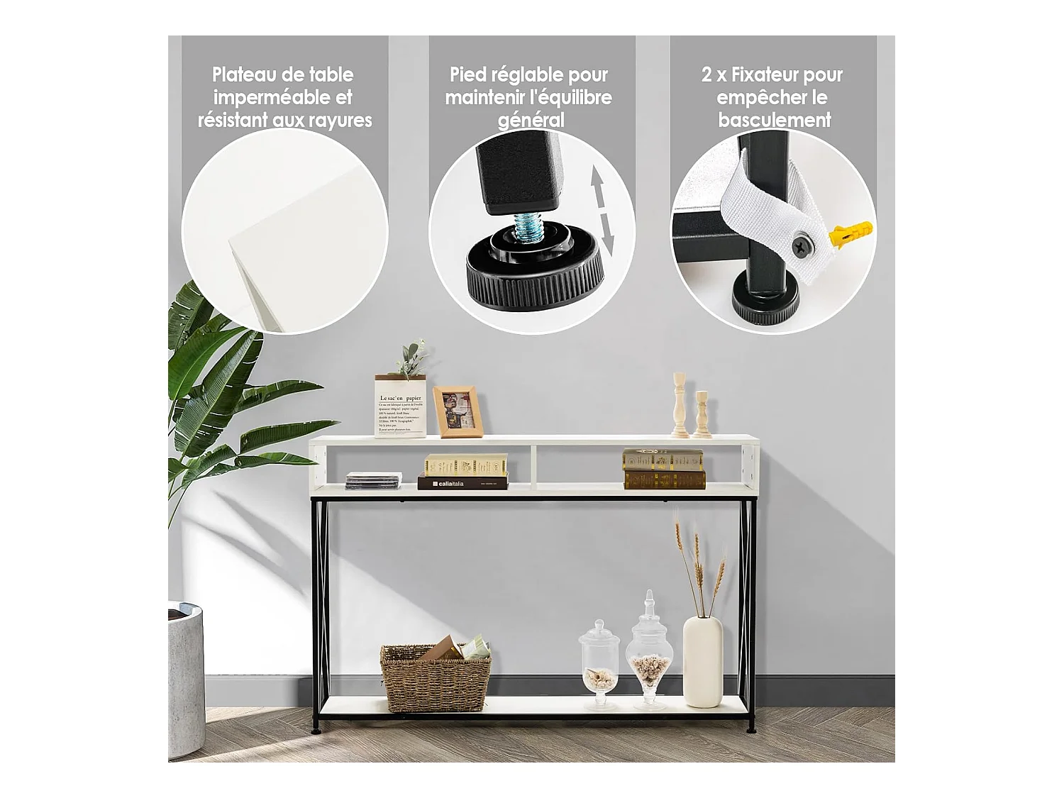 Table console de style industriel 120 x 23 x 79 cm