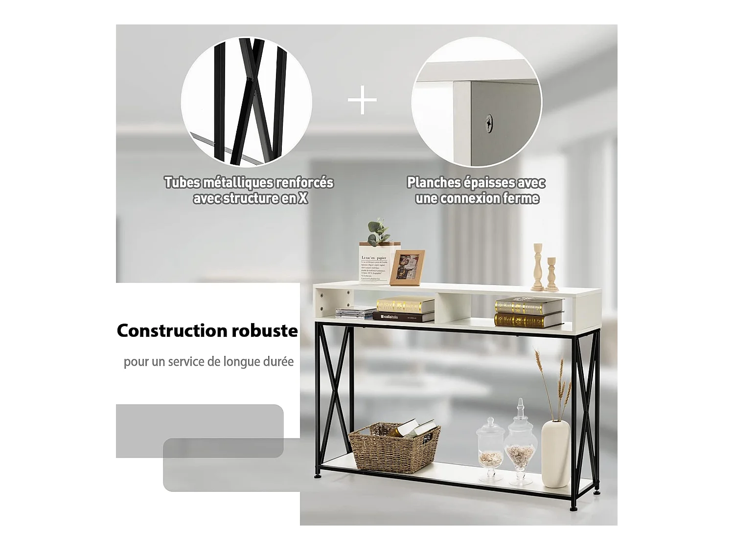 Table console de style industriel 120 x 23 x 79 cm