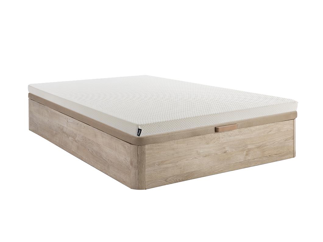Set 140 x 190 cm bedbodem met opbergruimte lichte houtlook + schuimmatras met afneembare hoes dikte 9 cm - OCHI van YSMÉE