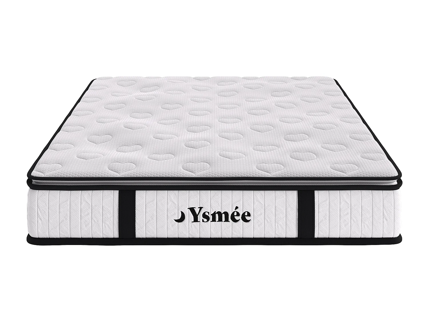 Ensemble 160 x 200 cm sommier coffre naturel clair + matelas ressorts ensachés surmatelas intégré ép.28cm - AMERICAN DREAM de YSMÉE