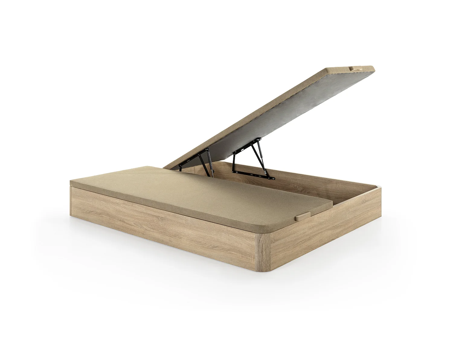 Ensemble 180 x 200 cm sommier coffre naturel clair + matelas ressorts ensachés surmatelas intégré ép.28cm - AMERICAN DREAM de YSMÉE