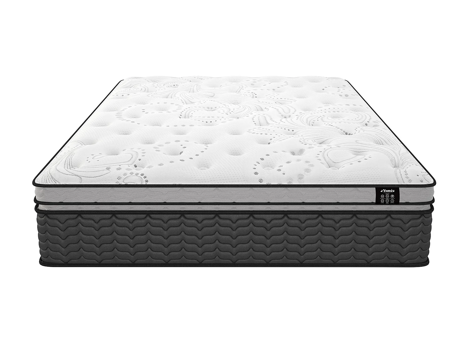 Ensemble 160 x 200 cm sommier coffre naturel clair + matelas hybride ressorts ensachés et surmatelas intégré ép.30cm - GAMIANI de YSMÉE