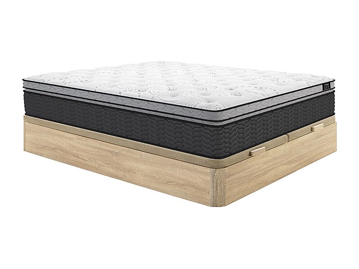 Ensemble Lit 160x200 Cm Sommier Coffre + Matelas Asgard Ysmée - Ressorts Ensachés 7 Zones, Mémoire De Forme, 30 Cm D'épaisseur