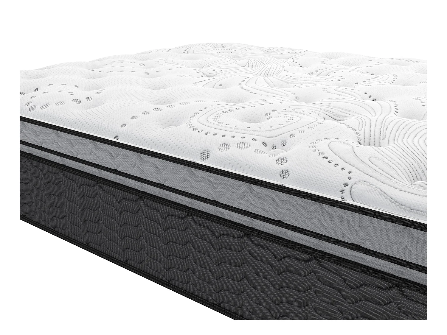 Ensemble 180 x 200 cm sommier coffre blanc + matelas hybride ressorts ensachés et surmatelas intégré ép.30cm - GAMIANI de YSMÉE